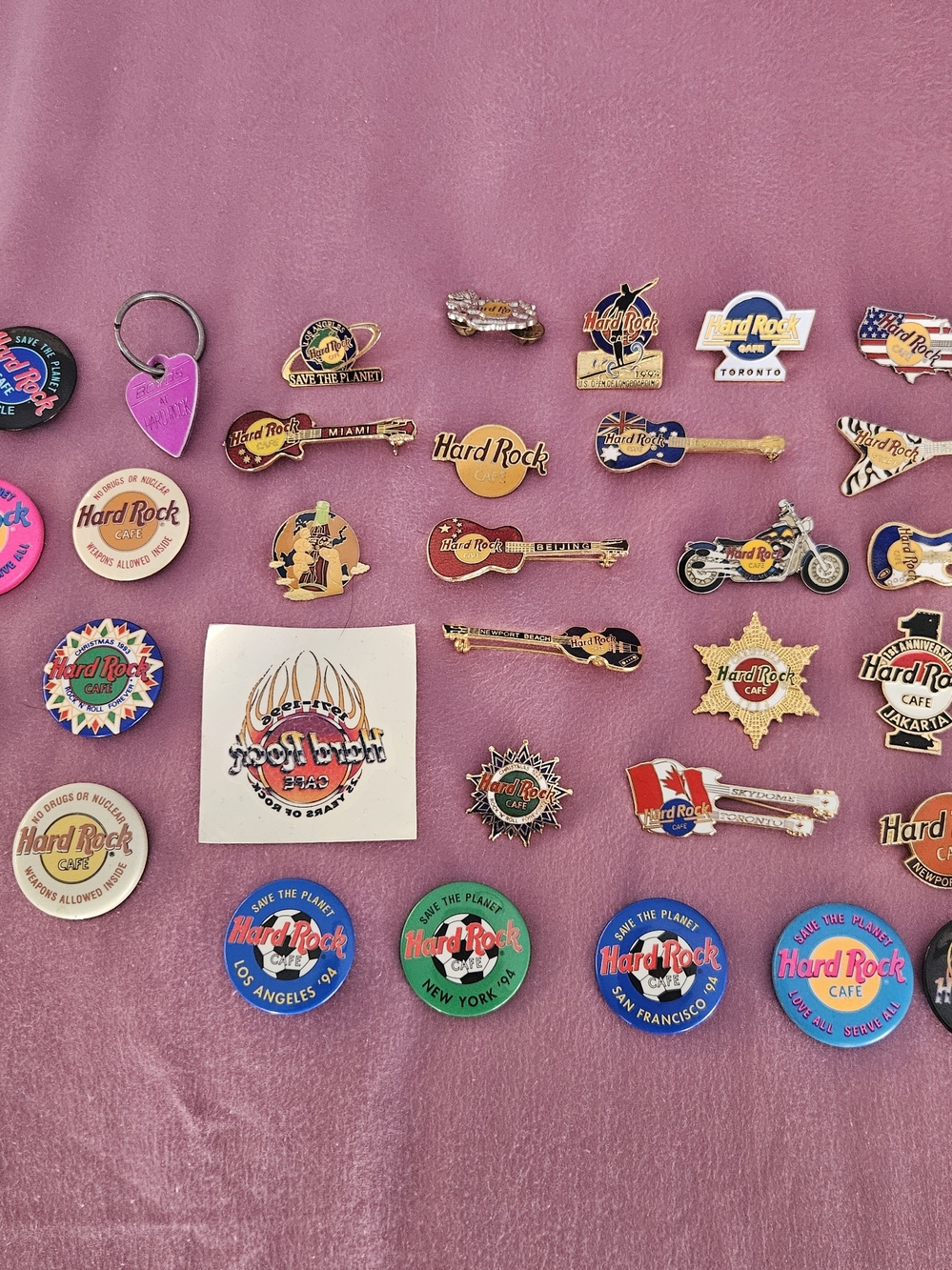 Vintage Hard Rock Cafe Pin And Button Lot